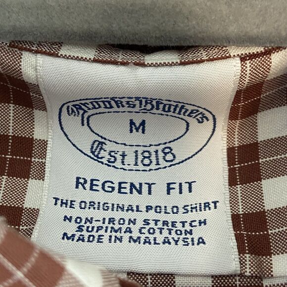 Brooks Brothers Regent Shirt Men's M Brown White Button Up Plaid Supima Cotton - Picture 4 of 6